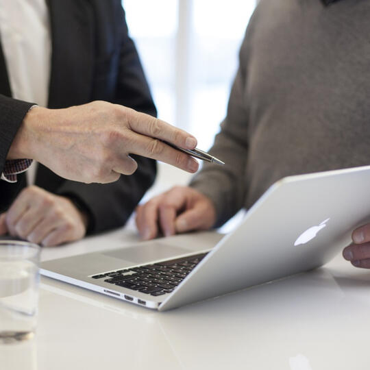 Consultants and laptop